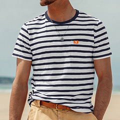 T-shirt rayé confortable et respirant de style professionnel, avec poches, pour hommes – Collection été 2026 – Vente en gros usine – Meilleures ventes – Tendance - Product Image 5