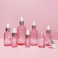 Emballage Cosmétique Flacons d'Huile Essentielle en Verre Or Rose 30 50 100ml, Flacon Compte-Gouttes en Verre Rose pour Huile Capillaire Sérum Parfum Lotion