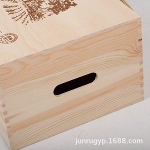 Wooden Wine Box Pine Wood 6 <b>Bottle</b> <b>Flip</b> <b>Top</b> Beverage Packaging Natural Color Rectangle Shape - Product Image 5