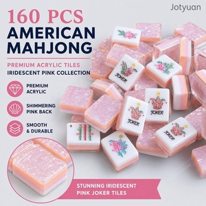 Ensemble de Mahjong Américain de Luxe en Acrylique à 4 Couches, Rose Nacré Clair, pour <span class=keywords><strong>Casino</strong></span>, Pliable, Écologique, Portable, Géant et Épais - Product Image 1