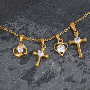 จี้และสร้อยข้อมือแฟชั่นสแตนเลสสตีล 316L ชุบทอง 14K 18K แบบกำหนดเอง DIY พร้อมจี้รูปกากบาทประดับเพชรซิร์คอนสำหรับทำเครื่องประดับ - Product Image 4