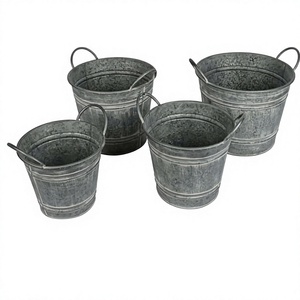 Pot de fleurs galvanisé haut de gamme, seau en métal, pot à fleurs, pot en zinc, décoration rustique, décoration de ferme, pot pour plantes, seau vintage - Product Image 3