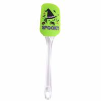 Spatule en silicone d'Halloween, manche en plastique transparent, imprimé citrouille, fantôme, sorcière, résistante à la chaleur, pour mélanger les gâteaux