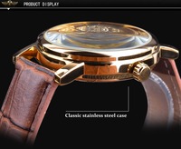 Montre de luxe pour hommes, bracelet en cuir marron, squelette mécanique, boîtier doré Transparent, décontracté, nouvelle collection