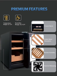 Humidor eléctrico de madera de caoba con diseño de almacenamiento, estantes de cedro, iluminación LED, cerradura y exhibidor para puros. - Product Image 6