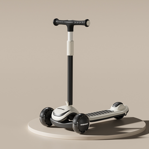 <span class=keywords><strong>Trottinette</strong></span> à 3 roues pour enfants, blanc nacré, avec plateau antidérapant à motifs, guidon réglable en hauteur et roues silencieuses en PU, stable - Product Image 1
