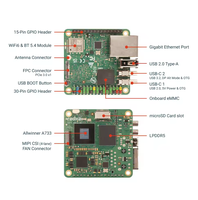 Carte mère Radxa Cubie A7s Mini SBC avec processeur Allwinner A733, processeur octa-core, NPU 3TOPS, Wi-Fi 6 et connectivité 5.4