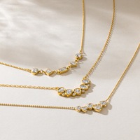 Collier en chaîne à perles délicates pour femme en acier inoxydable 316L plaqué or PVD 18K avec pendentif cœur et zircone en forme de goutte d'eau, bijoux fins, vente en gros, cadeau