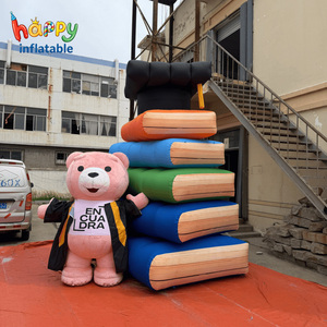 Orsacchiotto Gonfiabile per Cerimonia di Laurea con Palloncino a Forma di Libro, Mascotte Gigante per Feste di Diploma - Product Image 1