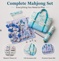 Meilleures ventes : Ensemble de tuiles de Mahjong américaines de luxe en acrylique bleu, écologique et résistant à l'eau, et Bottes de cowboy occidentales modernes pliables