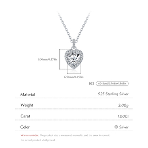 925 sterling Silver chói 1CT VVS1 rõ ràng moissanite tim Halo Mặt dây chuyền vòng cổ phụ nữ làm cỏ đồ trang sức mỹ - Product Image 4