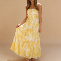 Robe longue personnalisée pour femme, élégante, sans bretelles, pour la plage, les fêtes, les vacances, robe maxi imprimée, décontractée, été, imprimé floral