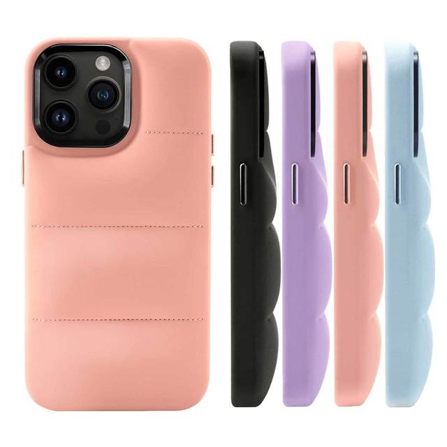 2024 Premium High Quality Puffer Case Leather Microfiber Lining Metal Camera Ring Cover for iPhone 15 Pro Max for iPhone 15 Case