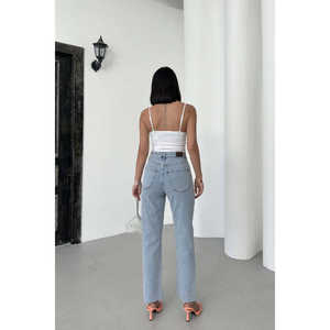 Jeans Mom Fit ornés pour femmes, taille XL, respirants, coupe bootcut, ample, droit, imprimé, denim, pantalon ample, style boyfriend - Product Image 3