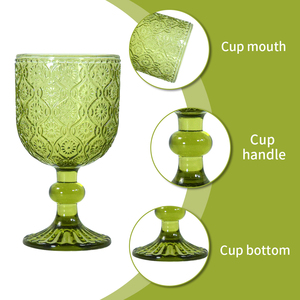Calici da Vino <span class=keywords><strong>Verdi</strong></span> da 8oz, <span class=keywords><strong>Bicchieri</strong></span> <span class=keywords><strong>Vintage</strong></span> con Motivo in Rilievo, Coppe con Stelo per Matrimoni e Feste - Product Image 3