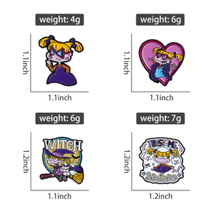 Alfileres esmaltados animados <span class=keywords><strong>de</strong></span> aventura <span class=keywords><strong>de</strong></span> dibujos animados <span class=keywords><strong>de</strong></span> <span class=keywords><strong>los</strong></span> <span class=keywords><strong>90</strong></span> Rugrats chica traviesa broche divertido solapa mochila insignia joyería regalos para niños amigos - Product Image 3