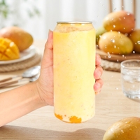 Bouteilles de thé au lait en PET transparent de qualité alimentaire, cylindriques, avec couvercle à languette rouge, pour boissons, jus, pots scellés, vente en gros