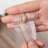 Extensions de cheveux russes naturels double épaisseur, ondulés bouclés, blond mélangé, avec bande adhésive longue invisible double face en PU, type Genius Weft