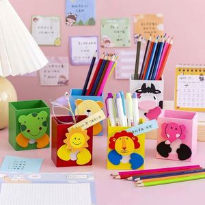 Creative Animal Wooden Square Feet Cartoon <b>Pen</b> Holder Cute Practical Learning Office Supplies Storage Gift for School Seasons - Product Image 3