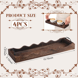 Wooden fan-shaped wooden tray, long and narrow, for farmhouse decoration, candle tray, <b>bar</b> <b>shelf</b> with handle. - Product Image 4