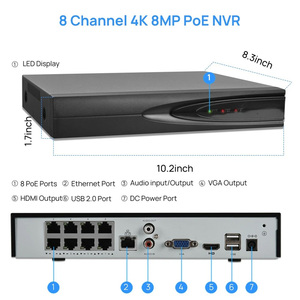 Système de caméra CCTV Vikylin 8CH 4 MP 4 caméras, caméra de sécurité IP POE intelligente avec détection de personnes et de véhicules, double éclairage, audio - Product Image 4