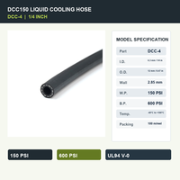 Manguera de Refrigerante YUTE DCC-4 DCC150 EPDM de 1/4 Pulgadas de Diámetro Interior, 150 PSI, UL94 V-0, para Refrigeración Líquida de Servidores y Moldes