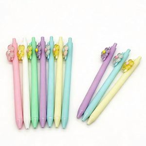 Flower Charm Cartoon Ballpoint Pen Custom Logo UV Printing Portable Design-<b>Cute</b> Fashion Color Clip Promotional Gift Wholesale - Product Image 1