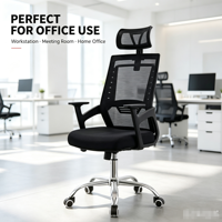 Chaise de bureau de direction ergonomique à dossier haut en maille, design moderne, pour mobilier de bureau commercial - Nouveau produit - Réglable
