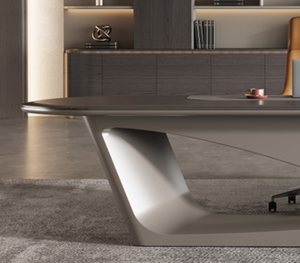 Ensemble de bureau de direction en forme de L de style moderne et luxueux, table de direction en bois avec panneau en mélamine - Product Image 2