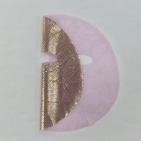 Masque facial carré en fibre végétale rose avec feuille d'or, jetable, pour soins de beauté, non tissé, personnalisable