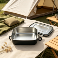 Offre Spéciale – Boîte à lunch 800 ml 16 cm en acier inoxydable 304 avec boucle en silicone, couvercle en acier inoxydable, un compartiment, compatible lave-vaisselle