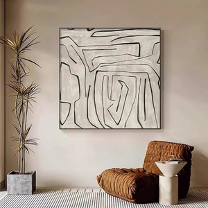 Modern Minimalist Abstract Painting Oil Canvas Print Rectangle <b>Black</b> <b>Frame</b> <b>Large</b> Wall Art Decor For Living Room - Product Image 2
