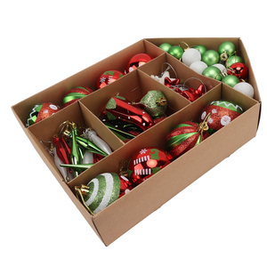 Ensemble de 70 boules de Noël en plastique peintes à la main, de luxe, pleine couleur, incassables, avec boîte en papier - Product Image 2