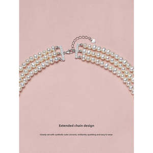 Collier de perles d'eau douce naturelles populaires pour femmes 2025, trois couches, multi-couches, rétro, à superposer sur une chaîne de pull - Product Image 5