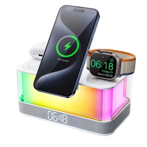 <span class=keywords><strong>Altavoz</strong></span> cargador inalámbrico 6 en 1 de succión magnética de 15W con estación de carga inalámbrica de música con luz de alarma para iPhonw iwatch <span class=keywords><strong>Airpods</strong></span> - Product Image 1