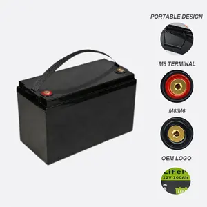 Lifepo4 batteria Rv Golf Cart casa sistema di accumulo di energia 12V 24V 100Ah 200Ah batterie solari Lifepo4 batteria al litio Cell Pack