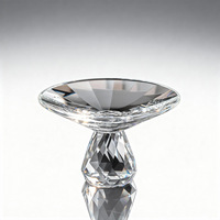 Plateau à fruits en cristal de quartz transparent de luxe pour mariage, style moderne minimaliste, plateau à pâtisserie pour table de dessert, base haute pour présentation