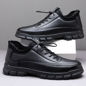 Zapatos populares para hombres, zapatos <span class=keywords><strong>de</strong></span> cuero casuales versátiles <span class=keywords><strong>de</strong></span> Parte superior baja, estilo deportivo duradero, suela gruesa adecuada para el trabajo diario y <span class=keywords><strong>o</strong></span> - Product Image 4