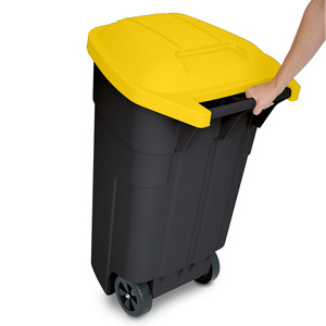 Anthrazit/Gelb 100 litros Fahrbare Tonne BxTxH 510x550x850 Mm Elegante Abfallbehälter Für Den Innen- Und Außenbereich - Product Image 2