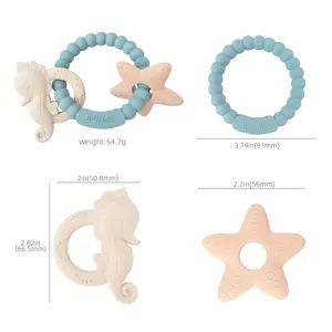 Ocean series BPA Free bither Silicone resistente morso bambino per il periodo di dentizione del bambino