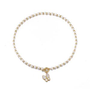 Nouveau Collier Pendentif Papillon en Acier Inoxydable Poli Miroir Anti-ternissement avec Chaîne de Perles, Vente en Gros Personnalisée - Product Image 1