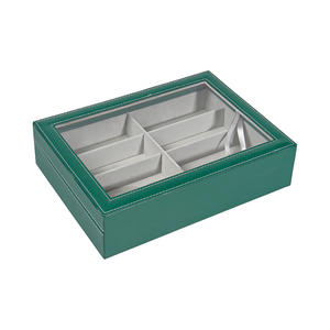 Verde Negro Cuero 8 Ranura Tapa de vidrio Gafas de sol Caja de exhibición de almacenamiento con hebilla - Product Image 4