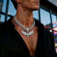Collar de Cadena Hip Hop con Colgante de Ala de Ángel de Aleación, Estilo Diosa, con Eslabones Cubanos Iced Out, en Oro y Plata, para Hombres y Mujeres, Joyería de Declaración, Regalo