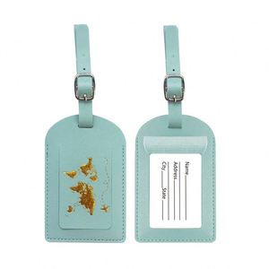 Étiquette de bagage en cuir PU personnalisée avec logo imprimé, portable, pour voyage, étiquette d'embarquement, étiquette de sac à main, vente en gros - Product Image 1