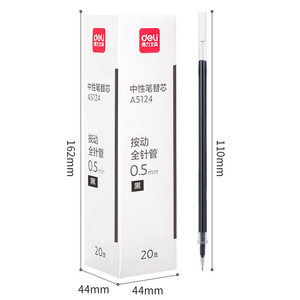Recharge de stylo Deli A5124, tube à aiguille complète de 0.5mm, encre noire, pour usage scolaire et de bureau, 20 pièces - Product Image 5