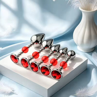 Plug anal en alliage d'aluminium avec base en gemme rouge, stimulateur de prostate, jouet sexuel pour couple adulte