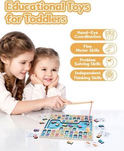 Preschool ABC Alphabet Learning Color Recognition Matching <b>Puzzle</b> 2 Players Battle Magnetic Wooden Fishing Game - Product Image 2