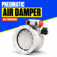 Régulateur de débit d'air pour conduit CVC, à lamelles, en acier inoxydable 304, personnalisé, rond ou rectangulaire, avec actionneur pneumatique