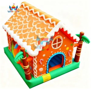 Château gonflable PVC pour location événementielle, combo toboggan aquatique et château sauteur, motif Bonhomme de pain d'épices Noël pour enfants - Product Image 6