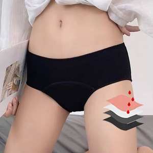 Braguitas Menstruales Impermeables de Algodón Acanalado de 4 Capas para Mujer, a Prueba de Fugas, para Flujo Abundante, Ropa Interior para Incontinencia - Product Image 1